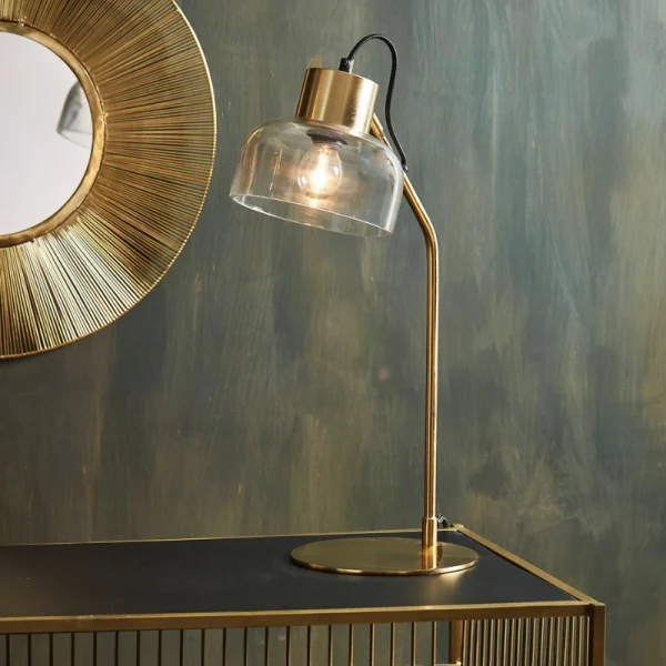 SEMA DESIGN Lampe Design En Fer H54cm Doré Et Verre – Courba 5