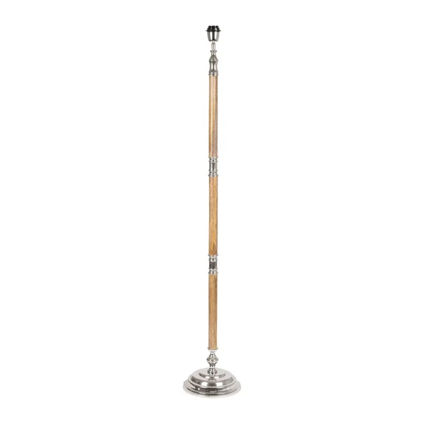 Côté Table Pied Lampadaire En Aluminium Et Bois H132.5cm Argent – Chaveny 1