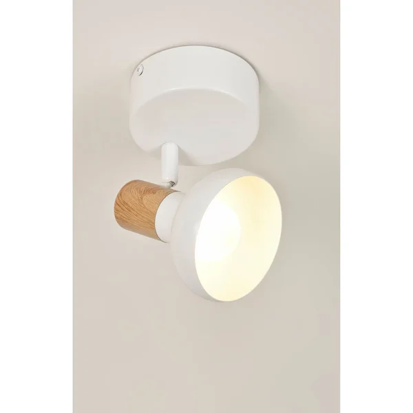 Corep Spot 1 Lumière En Métal Effet Bois Blanc – Alvar 3