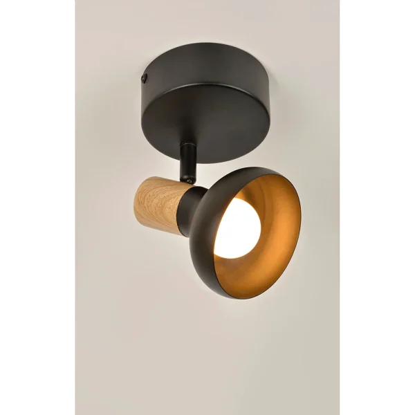 Corep Spot 1 Lumière En Métal Effet Bois Noir – Alvar 3