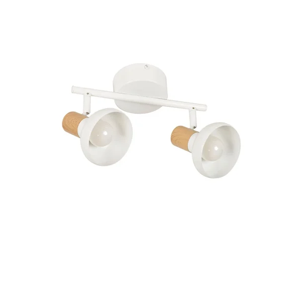 Corep Spot 2 Lumières En Métal Effet Bois Blanc – Alvar 1
