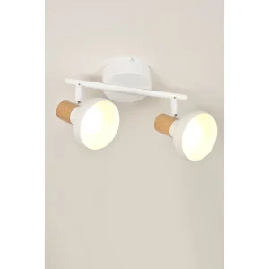 Corep Spot 2 Lumières En Métal Effet Bois Blanc – Alvar 6