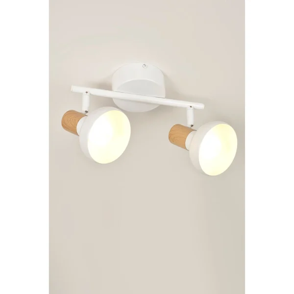 Corep Spot 2 Lumières En Métal Effet Bois Blanc – Alvar 3