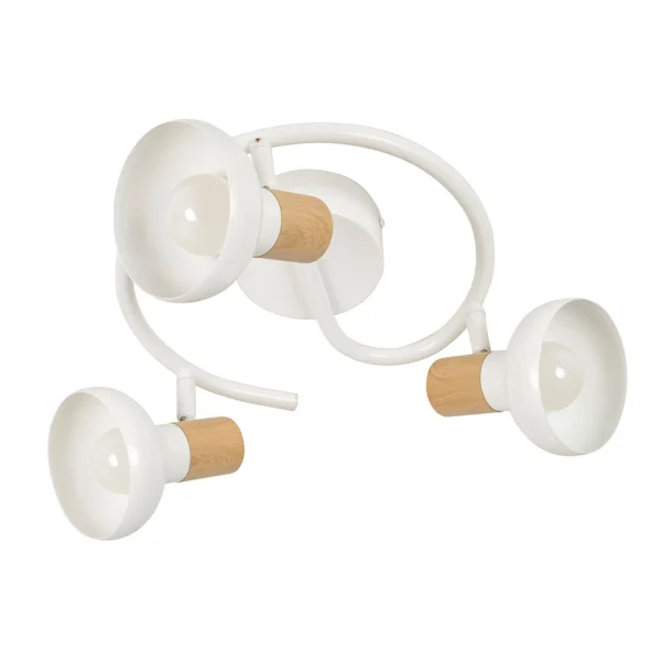 Corep Plafonnier 3 Lumières En Metal Effet Bois D27cm Blanc – Alvar 1