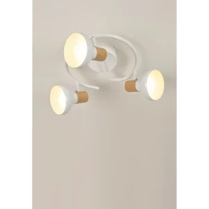 Corep Plafonnier 3 Lumières En Metal Effet Bois D27cm Blanc – Alvar 6