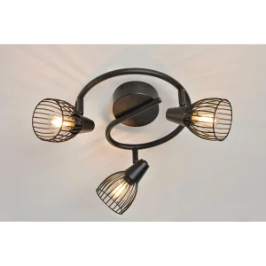 Corep Plafonnier 3 Lumières Metal D30cm Noir – Filaire Jaro 6