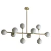 Opjet Suspension Edmond 10 Globes En Verre Opaline Doré 16