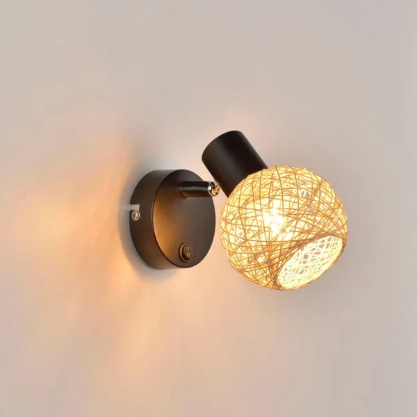 Corep Spot 1 Lumière En Metal Et Ficelle H18cm Noir – Malya 3