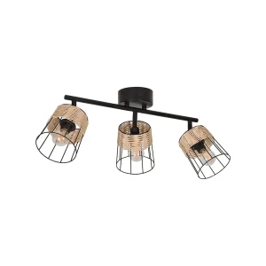 Corep Spot 3 Lumières En Metal Et Rotin Tresse H23cm Noir – Indah 10