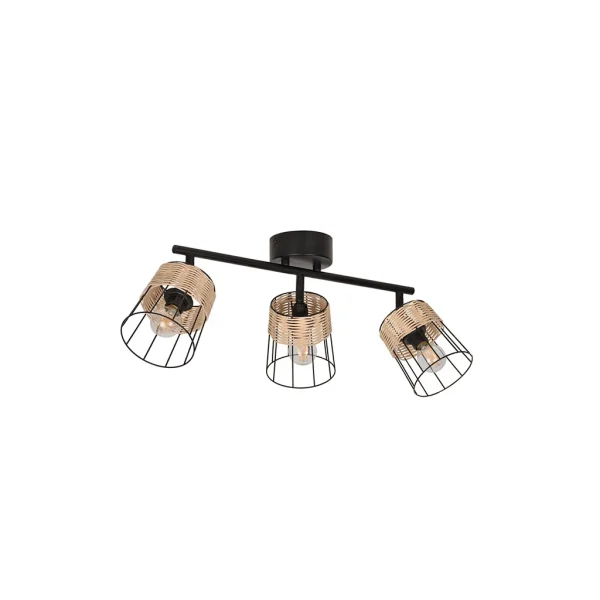 Corep Spot 3 Lumières En Metal Et Rotin Tresse H23cm Noir – Indah 4