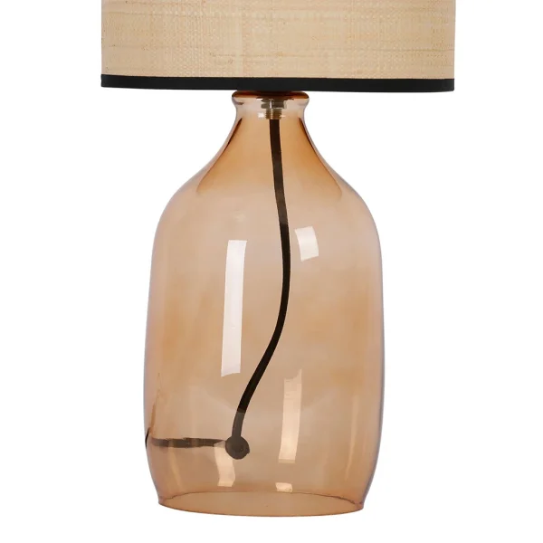 Opjet Lampe En Verre Et Raphia H40.5cm Ambre – Familiale 4