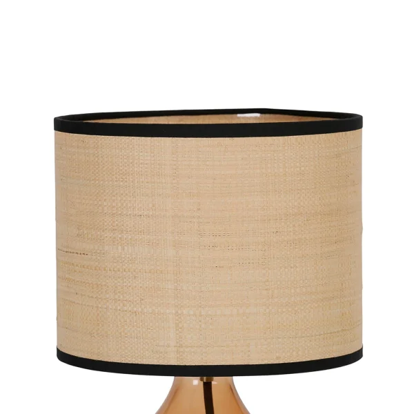 Opjet Lampe En Verre Et Raphia H40.5cm Ambre – Familiale 5
