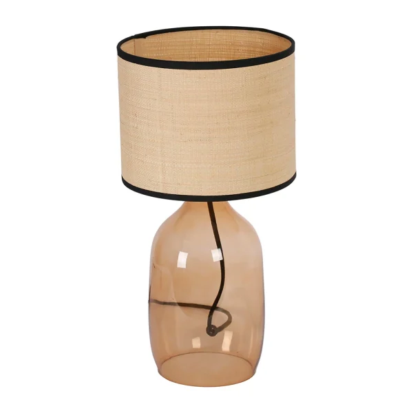 Opjet Lampe En Verre Et Raphia H40.5cm Ambre – Familiale 7