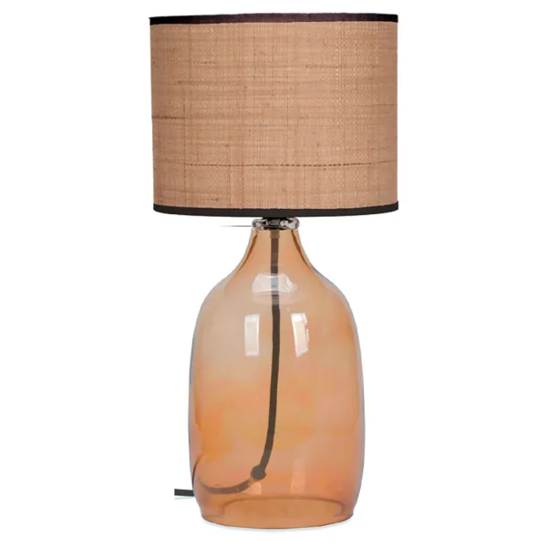 Opjet Lampe En Verre Et Raphia H40.5cm Ambre – Familiale 3
