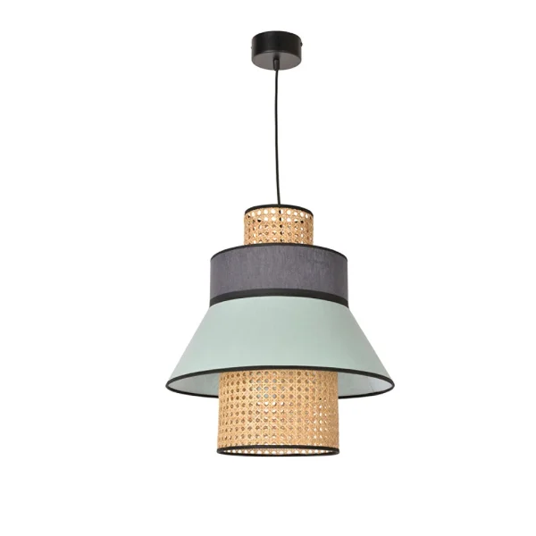 Market Set Suspension Cannage Et Lin Lavé H44cm Amande Et Anthracite – Singapour 1