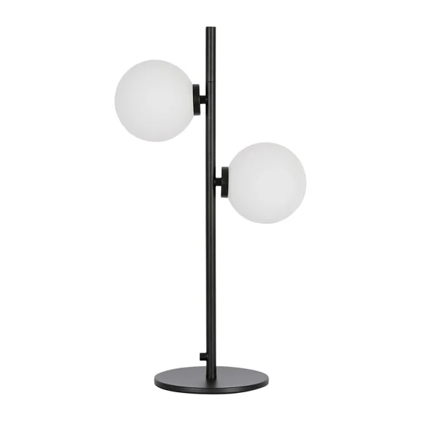 Opjet Lampe En Métal 2 Globes En Verre H53cm Noir – Edmond 1