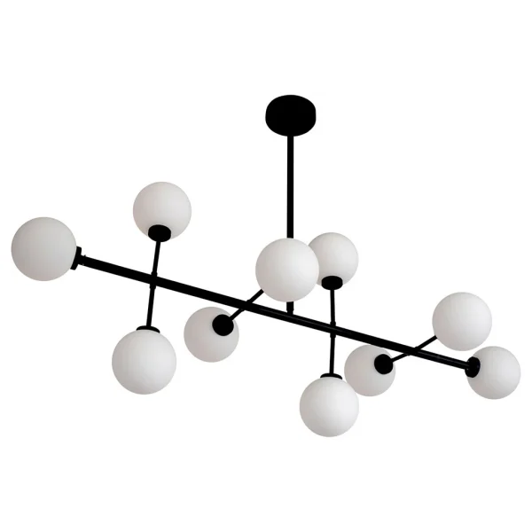 Opjet Suspension Edmond 10 Globes En Verre Opaline Noir 1