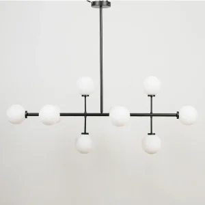 Opjet Suspension Edmond 10 Globes En Verre Opaline Noir 12