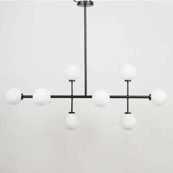 Opjet Suspension Edmond 10 Globes En Verre Opaline Noir 4