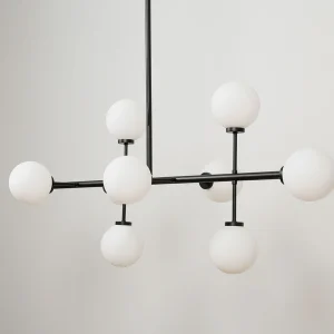 Opjet Suspension Edmond 10 Globes En Verre Opaline Noir 18