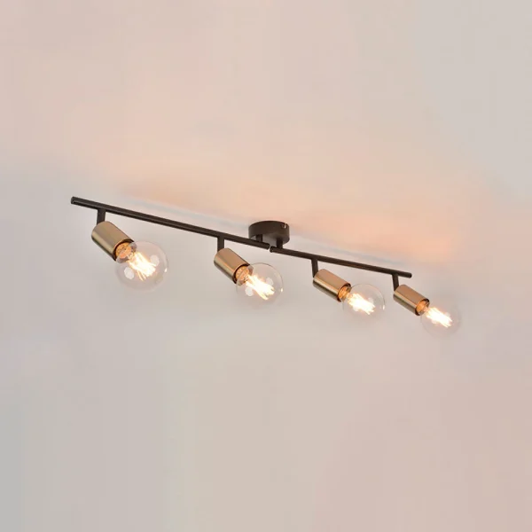 Corep Spot 4 Lumières En Métal Et Laiton L78cm En Métal Noir – Winston 3