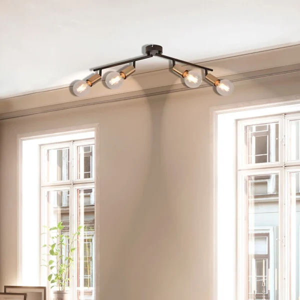 Corep Spot 4 Lumières En Métal Et Laiton L78cm En Métal Noir – Winston 6