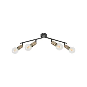 Corep Spot 4 Lumières En Métal Et Laiton L78cm En Métal Noir – Winston 18