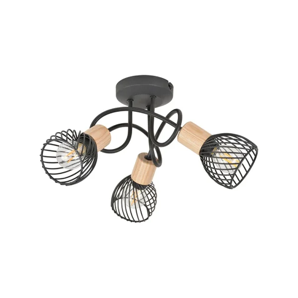 Corep Plafonnier 3 Lumières En Metal H21 Cm Mat Noir – Kento 1