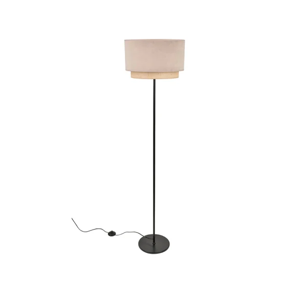 Corep Lampadaire En Metal Et Velours H160cm Sable – Boheme 1