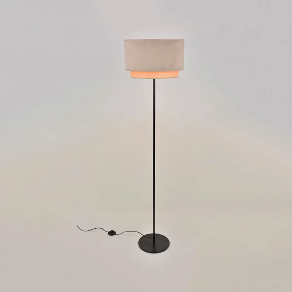 Corep Lampadaire En Metal Et Velours H160cm Sable – Boheme 4
