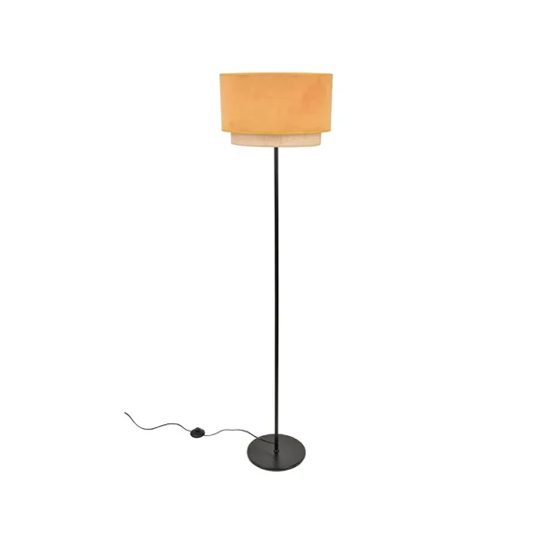 Corep Lampadaire En Metal Et Velours H160cm Moutarde – Boheme 1