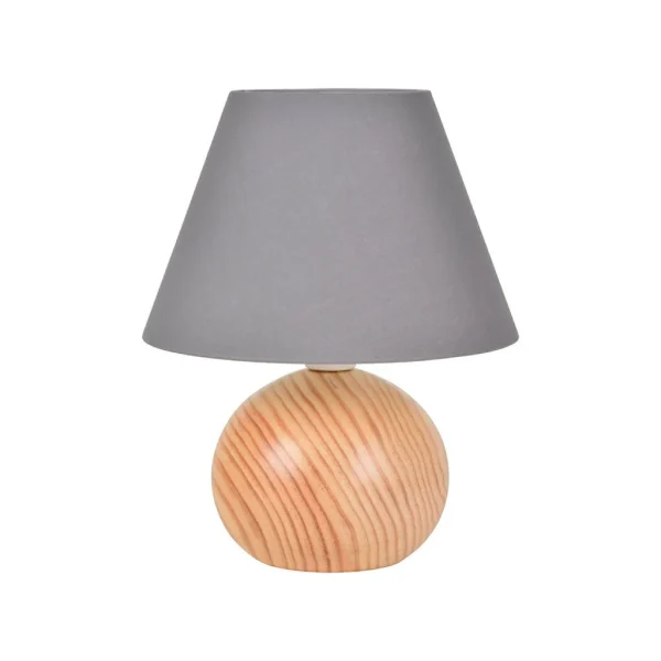 Corep Lampe En Bois Et Coton H24cm Ardoise – Rondo 1
