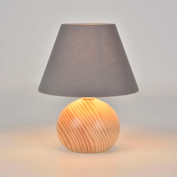 Corep Lampe En Bois Et Coton H24cm Ardoise – Rondo 4