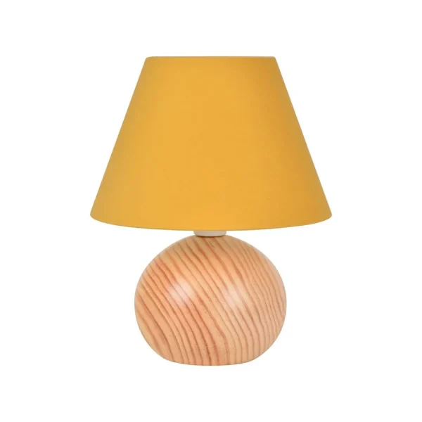 Corep Lampe En Bois Et Coton H24cm Moutarde – Rondo 1