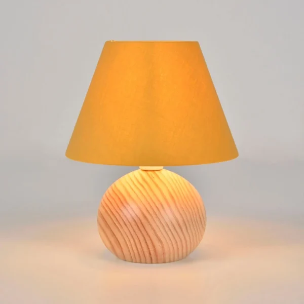 Corep Lampe En Bois Et Coton H24cm Moutarde – Rondo 4