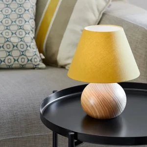 Corep Lampe En Bois Et Coton H24cm Moutarde – Rondo 15