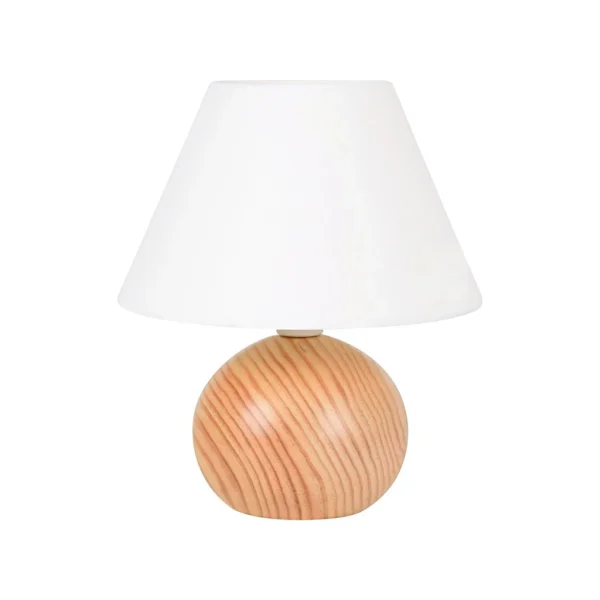 Corep Lampe En Bois Et Coton H24cm Blanc – Rondo 1