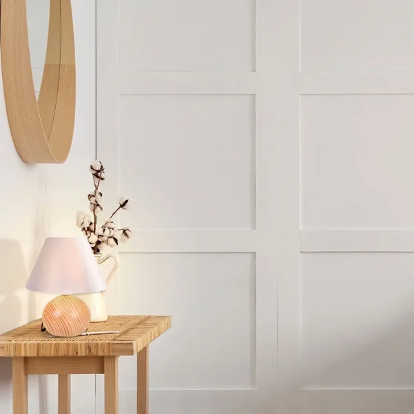 Corep Lampe En Bois Et Coton H24cm Blanc – Rondo 5