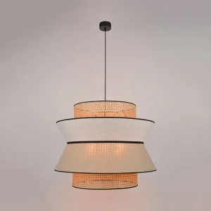 Market Set Suspension En Lin Lavé Et Cannage H60cm Nude – Singapour 11