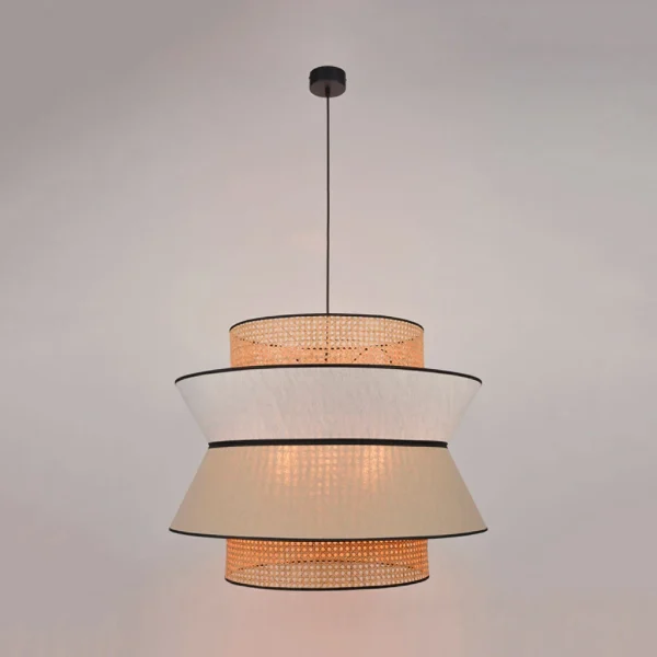 Market Set Suspension En Lin Lavé Et Cannage H60cm Nude – Singapour 4