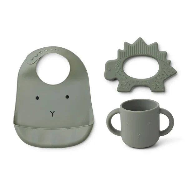 Liewood Set Bavoir/gobelet/anneau De Dentition Carol Vert Faune 1