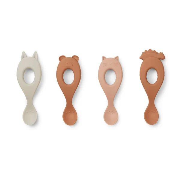 Liewood Lot De 4 Cuilleres En Silicone Liva Melange De Roses 1