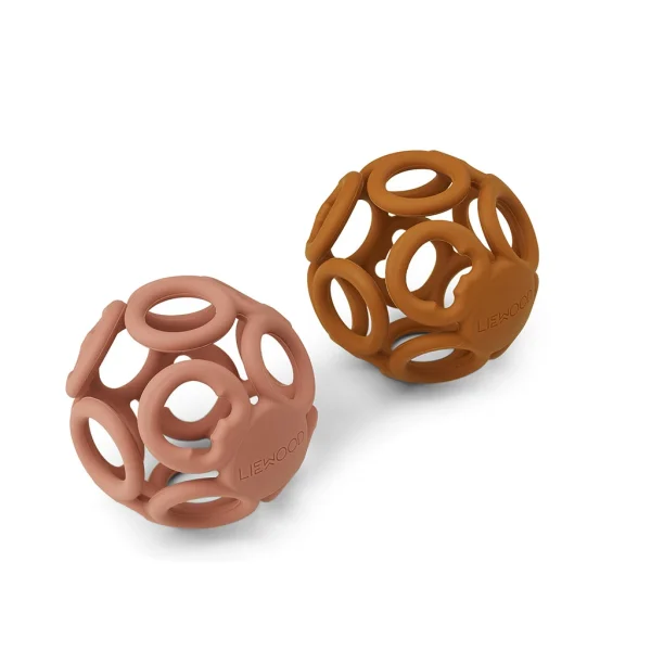 Liewood Set De 2 Boules De Dentition Jasmin Rose Fonce / Moutarde 1