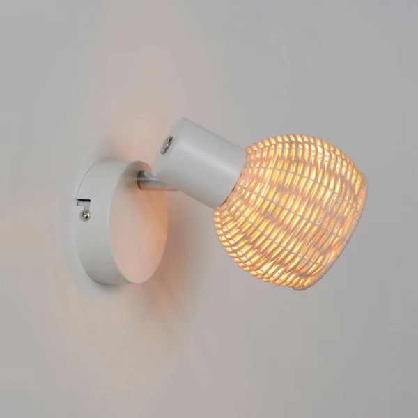 Corep Spot 1 Lumière En Métal Et Rotin Tressé H13cm Naturel – Calanques 3