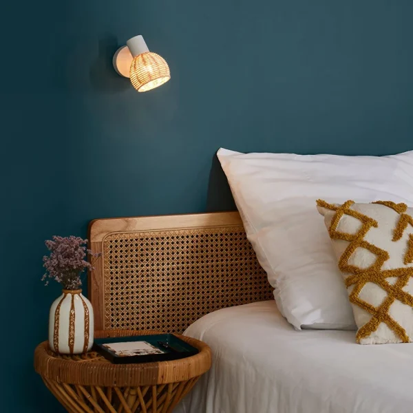 Corep Spot 1 Lumière En Métal Et Rotin Tressé H13cm Naturel – Calanques 4
