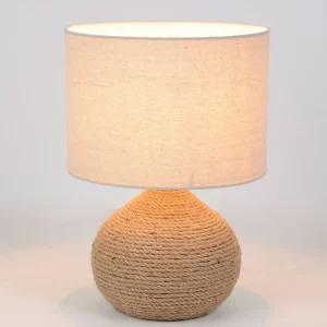 Corep Lampe En Céramique Et Lin H40cm Naturel – Hacienda 9