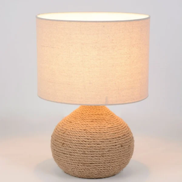 Corep Lampe En Céramique Et Lin H40cm Naturel – Hacienda 3