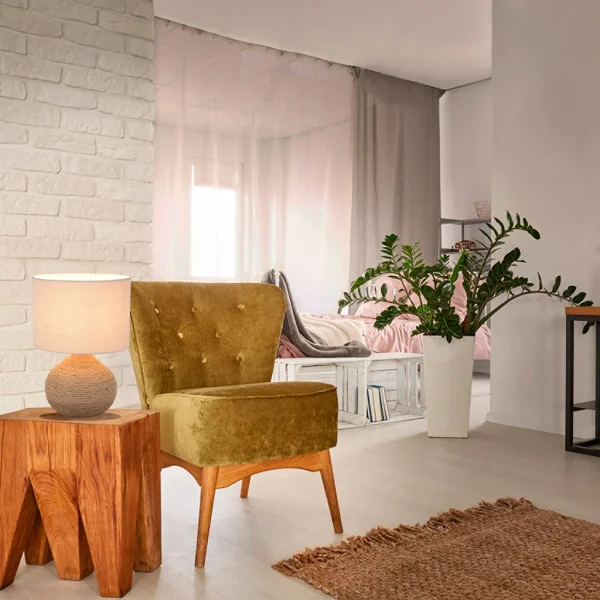 Corep Lampe En Céramique Et Lin H40cm Naturel – Hacienda 4