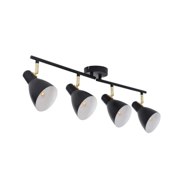 Corep Spot 4 Lumières En Métal Et Laiton L70cm Noir Mat – Marcel 1