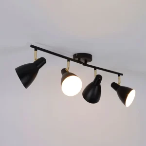 Corep Spot 4 Lumières En Métal Et Laiton L70cm Noir Mat – Marcel 9